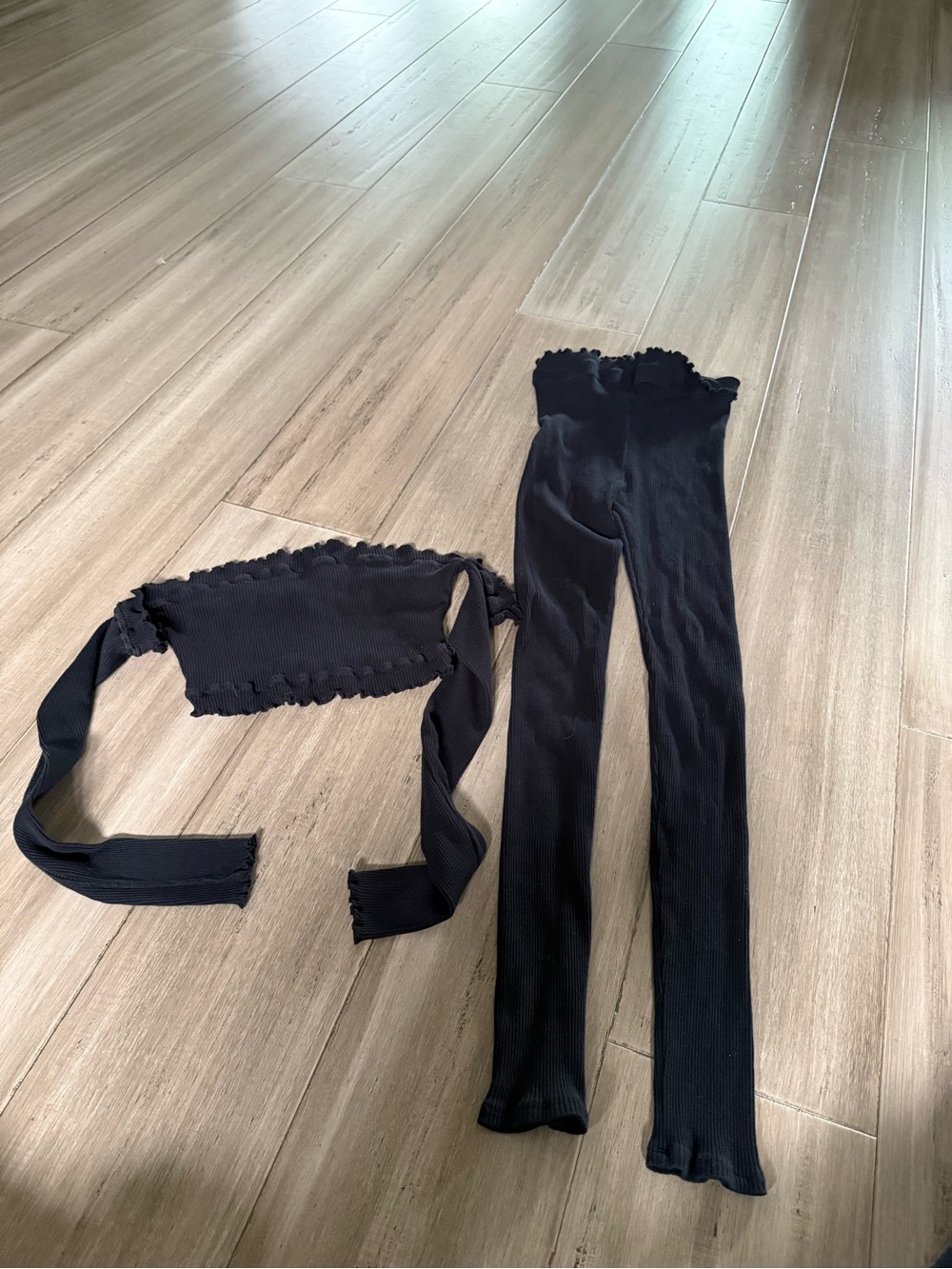 Fashion Nova Set Black Ribbed High-Waist Leggings